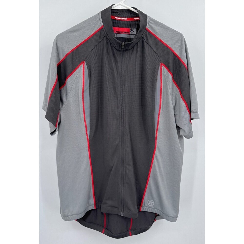 Novara Cycling Jersey Adult XL Gray Black Short Sleeve Rear‎ Pockets Full Zip